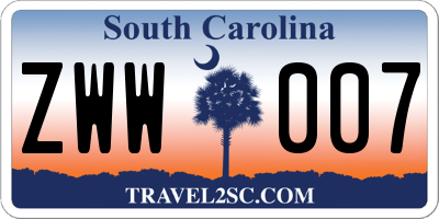SC license plate ZWW007