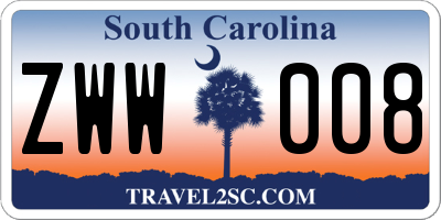 SC license plate ZWW008