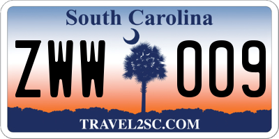 SC license plate ZWW009