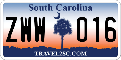 SC license plate ZWW016