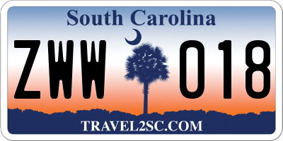 SC license plate ZWW018