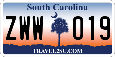 SC license plate ZWW019