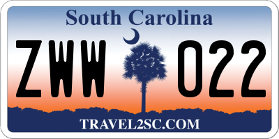 SC license plate ZWW022