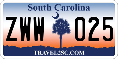SC license plate ZWW025