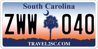 SC license plate ZWW040