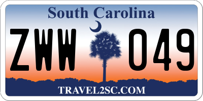 SC license plate ZWW049