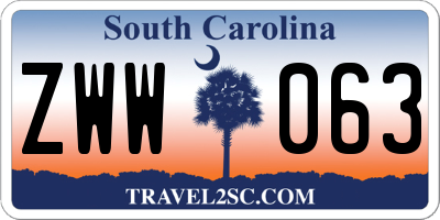 SC license plate ZWW063