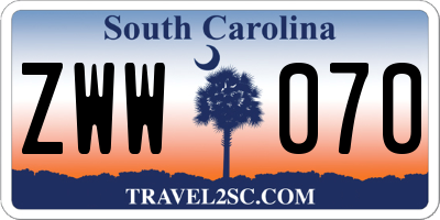 SC license plate ZWW070