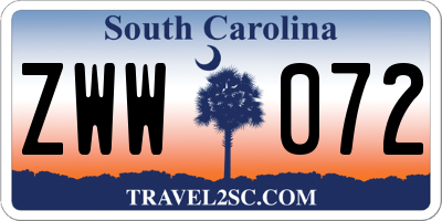 SC license plate ZWW072