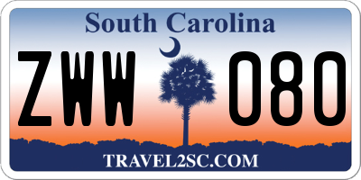 SC license plate ZWW080
