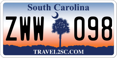 SC license plate ZWW098