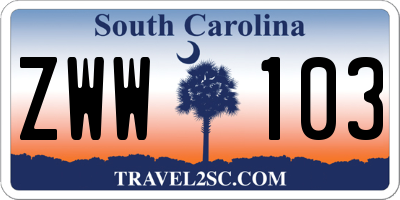 SC license plate ZWW103