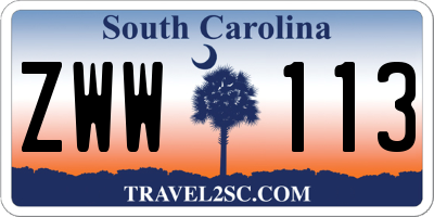 SC license plate ZWW113