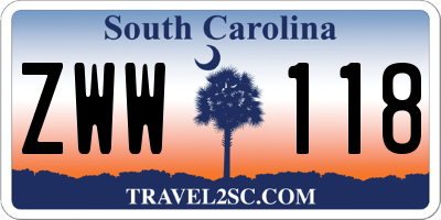 SC license plate ZWW118