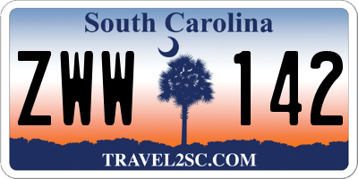 SC license plate ZWW142