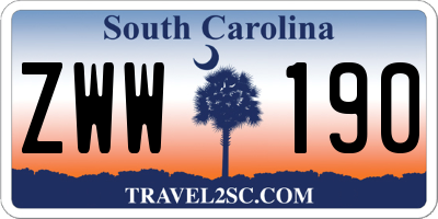 SC license plate ZWW190