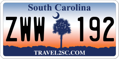 SC license plate ZWW192
