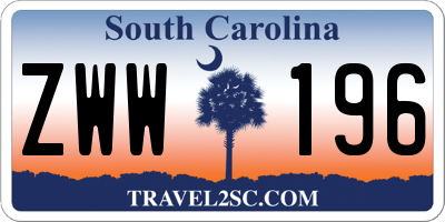 SC license plate ZWW196