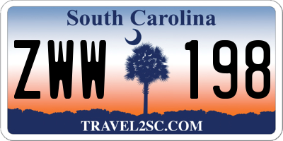 SC license plate ZWW198