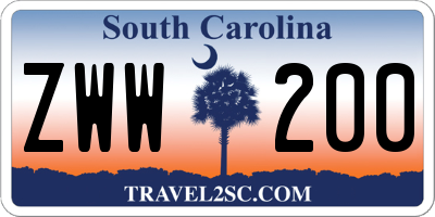 SC license plate ZWW200
