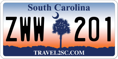 SC license plate ZWW201