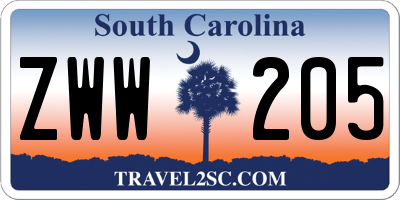 SC license plate ZWW205