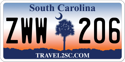 SC license plate ZWW206
