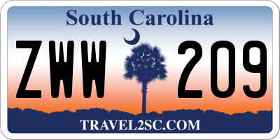 SC license plate ZWW209