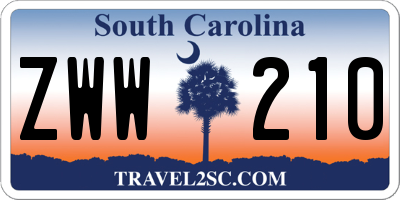 SC license plate ZWW210