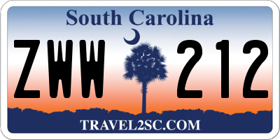 SC license plate ZWW212
