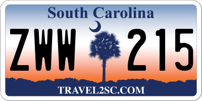 SC license plate ZWW215