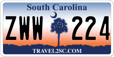 SC license plate ZWW224