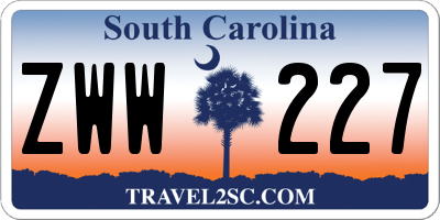 SC license plate ZWW227