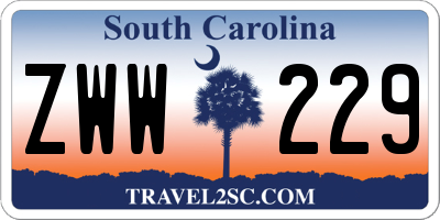 SC license plate ZWW229