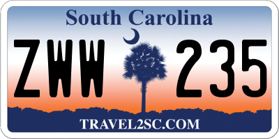SC license plate ZWW235