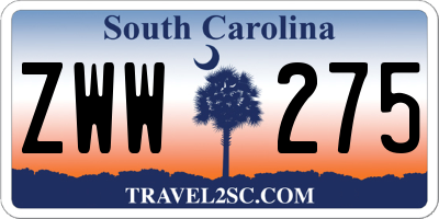 SC license plate ZWW275