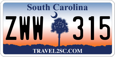 SC license plate ZWW315