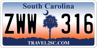 SC license plate ZWW316