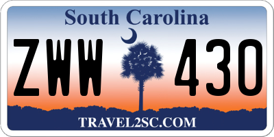 SC license plate ZWW430