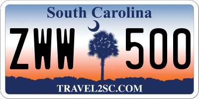 SC license plate ZWW500