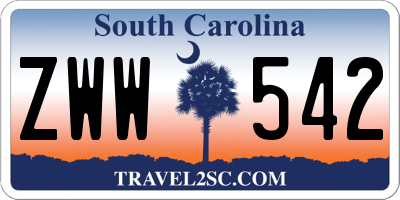 SC license plate ZWW542