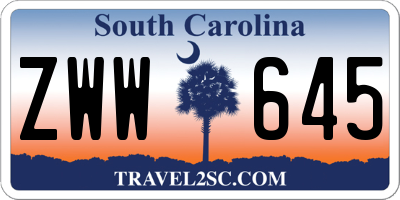 SC license plate ZWW645