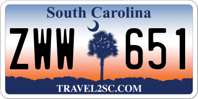 SC license plate ZWW651