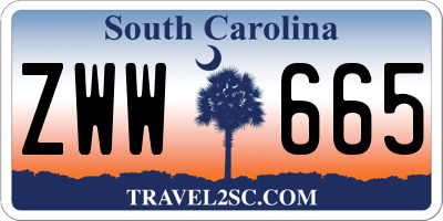 SC license plate ZWW665