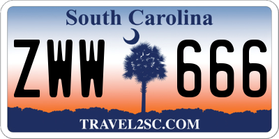 SC license plate ZWW666