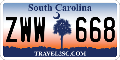 SC license plate ZWW668