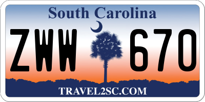 SC license plate ZWW670