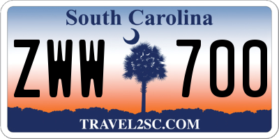 SC license plate ZWW700