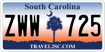 SC license plate ZWW725