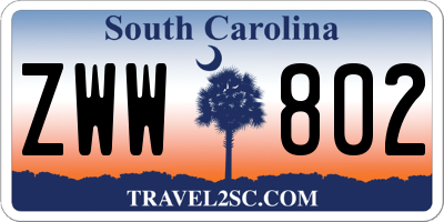 SC license plate ZWW802
